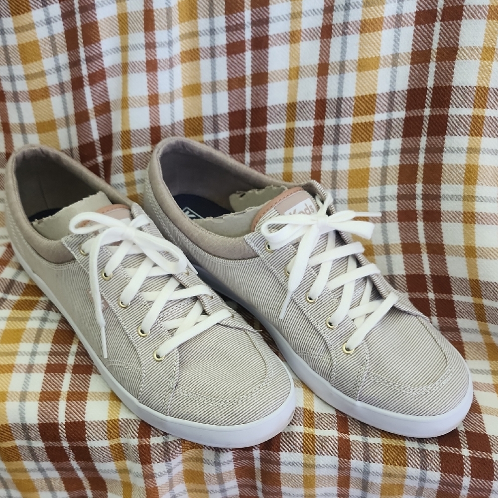 Keds Striped Beige and White Sneakers